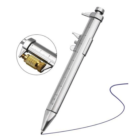 Suwmiarka z długopisem 0-100mm - czarny - 2w1 - linijka - narzędzie pomiarowe