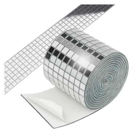 Mozaika Szklana Srebrna Rolka 120x4cm 1mm Naklejka Mozaikowa 3D Samoprzylepna