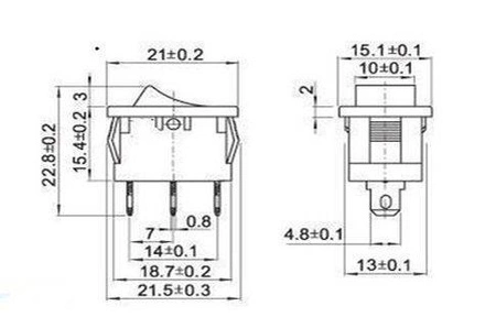 Przełącznik kołyskowy bistabilny KCD1 - czarny - 21x15mm - przełącznik ON/OFF 250V - 2PIN