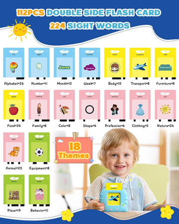 Card Reader for Learning English Words Education 112 Cards 224 - Blue