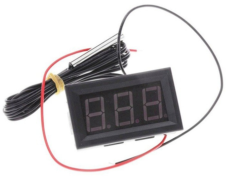 Elektroniczny Termometr - 12V -50°C do 110°C - wodoodporny czujnik - czerwony LED