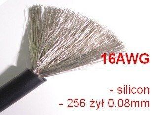 Przewód silikonowy miedziany ocynowany 16AWG - 252 żyły - 1,3mm2 - czarny  